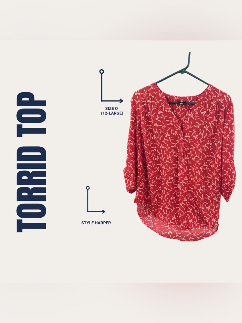 Torrid Harper Roll-Sleeve Red Blouse